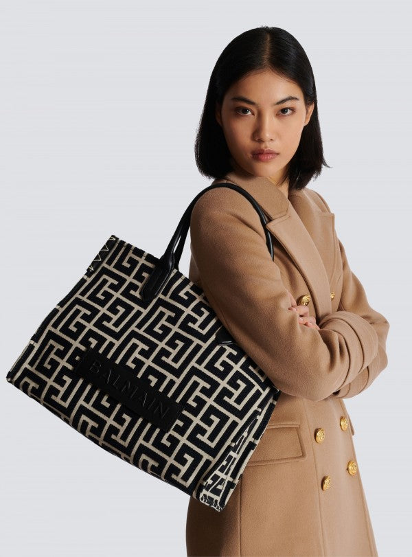 B Army 42 Monogrammed Leather Tote Bag With Dust Bag (Black - 590)