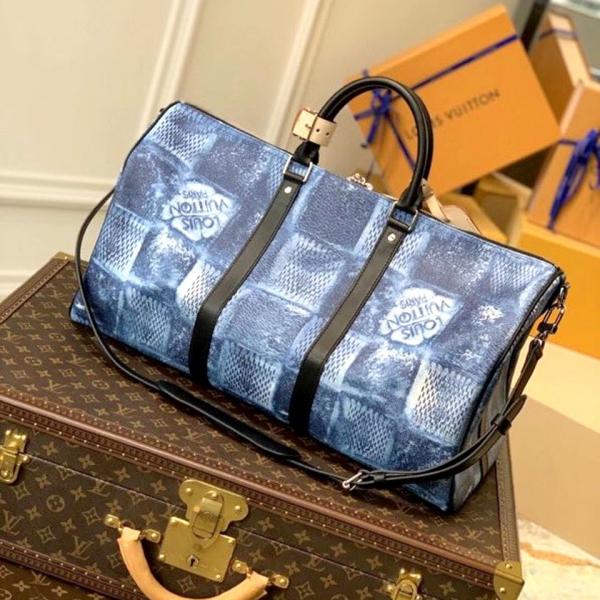Keepall Bandoulire Limited Edition Premium Unisex Duffle Bag With Dust Bag & Accessories (Ocean Blue - 683)
