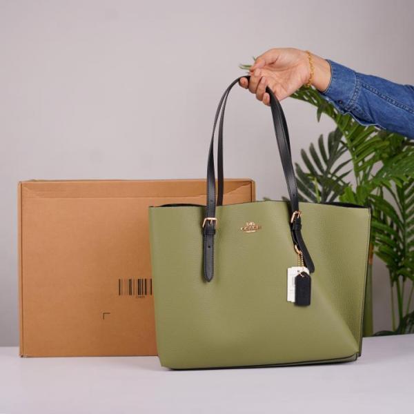 Mollie Premium Leather Tote Bag With OG Box & Dust Bag (Green 1200)