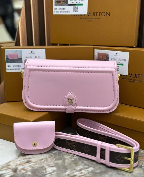 Canta Officer Pochette Bag With OG Box & Dust Bag & Shoulder Strap (Pink - 1023)