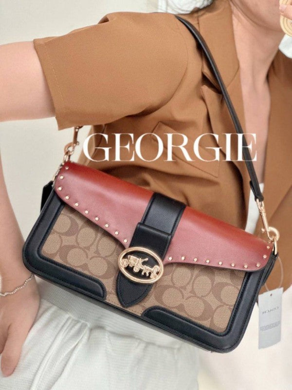 Georgie Signature Shoulder Bag With OG Box & Dust Bag (Red - 132)