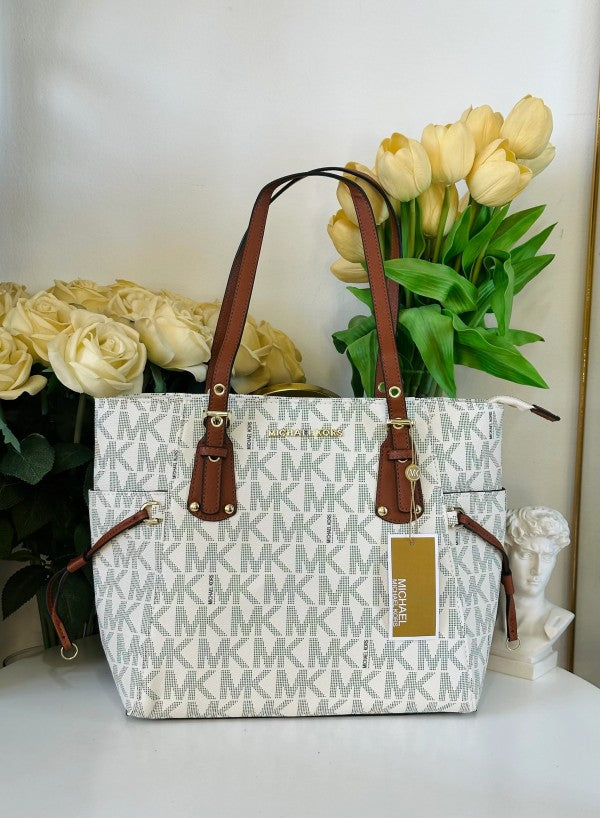 Voyager Tote Bag With Side Pocket & Dust Bag (White - 972)