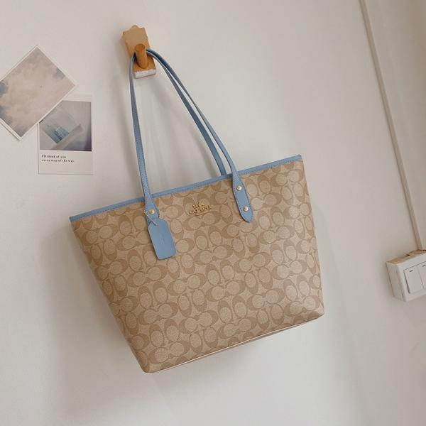 Signature City Tote Bag With OG Box & Dust Bag (Beige Blue - 1118)