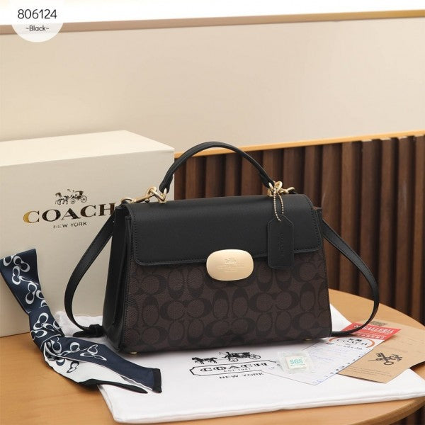 Eliza Top Handle Premium Crossbody Bag With OG Magnetic Gift Box & Dust Bag (Black Brown - 913)
