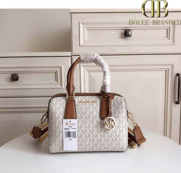 Boston Sling Hand Bag With Dust Bag & Shoulder Strap (White - 320)