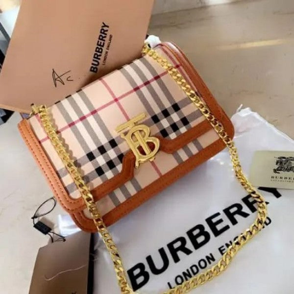 TB Monogram Quilted Shoulder Bag With OG Box & Dust Bag (Cheks - 348)