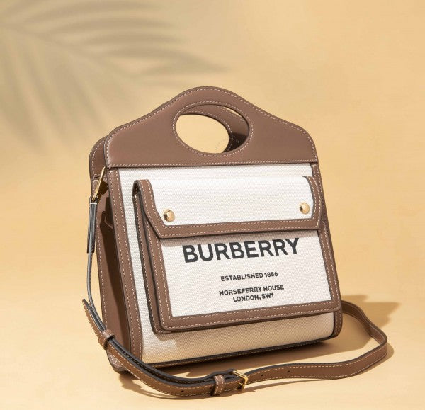 BB Two Tone Canvas and Leather Pocket Premium Quality Bag With OG Box & Dust Bag 228