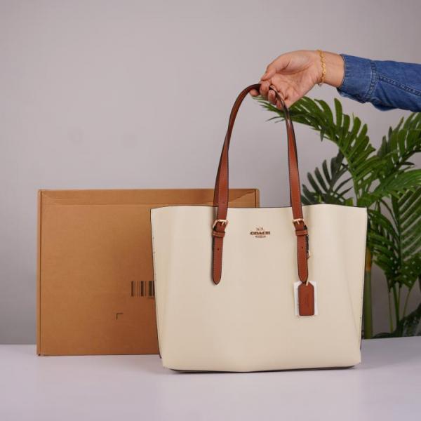 Mollie Premium Leather Tote Bag With OG Box & Dust Bag (White - 1199)