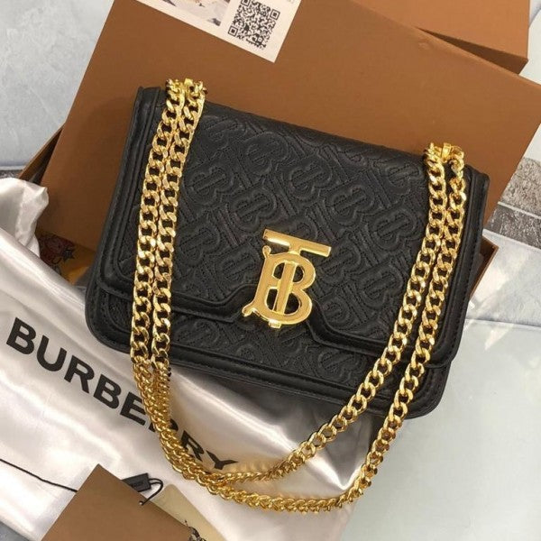 TB Monogram Shoulder Bag With OG Box & Dust Bag (Black - 346)