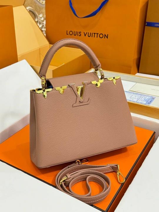 Capucines BB M25404 Premium Quality Leather Bag With OG Box & Dust Bag & Extra Shoulder Strap (Khaki - 995)