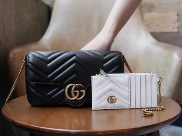 Marmont With Pouch Premium Shoulder Bag With OG Box & Premium Dust Bag & Carry Bag (Black - 877)