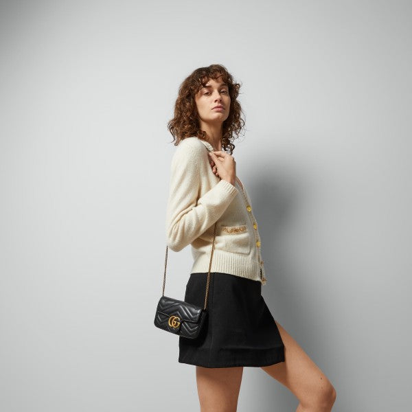 Marmont Mini Matelasse Shoulder Bag With OG Box & Dust Bag (Black - 906)