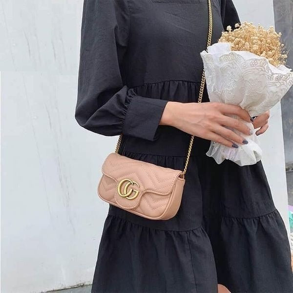 Marmont Mini Matelasse Shoulder Bag With OG Box & Dust Bag (Pink - 908)