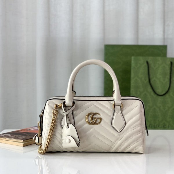 Marmont Top Handle Speedy Premium Bag With OG Box & Dust Bag & Carry Bag & Accessories (White - 903)