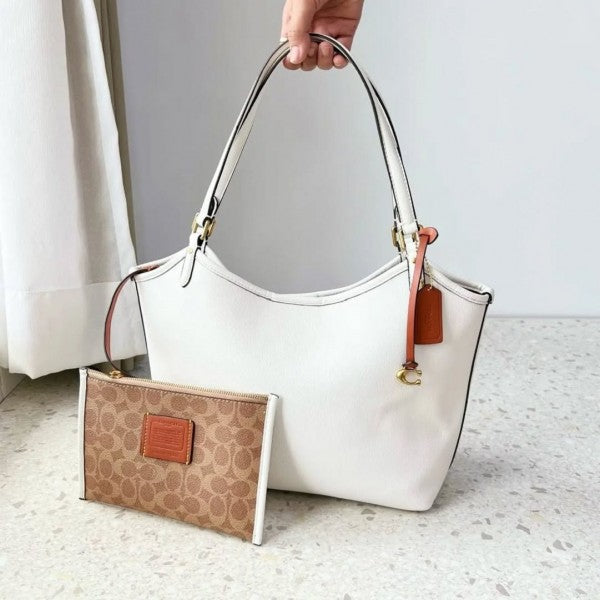 Day Tote With Removable Pouch & Dust Bag (White - 969)