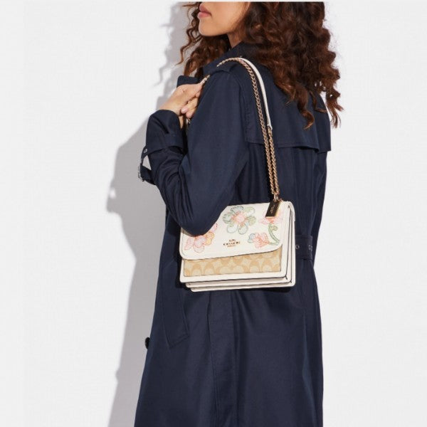 Klare Floral Signature Crossbody Bag With OG Box & Dust Bag (Floral White - 381)