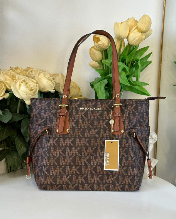 Voyager Tote Bag With Side Pocket & Dust Bag (Brown - 971)