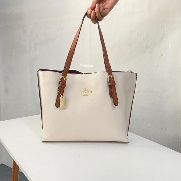 Mollie Premium Leather Tote Bag With OG Box & Dust Bag (White - 1199)