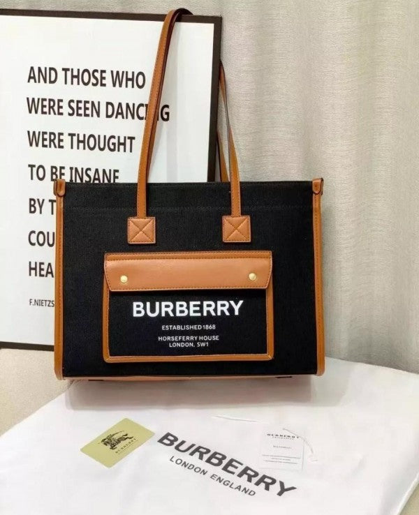 Horseferry London Tote Bag With Dust Bag (Black Brown - 985)