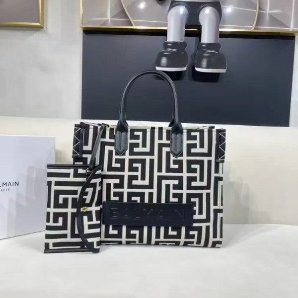 B Army 42 Monogrammed Leather Tote Bag With Dust Bag (Black - 590)