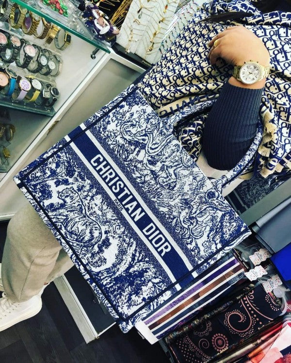 Book Tote Blue With OG Box & Dust Bag & Scarf (Blue Tiger - 572)