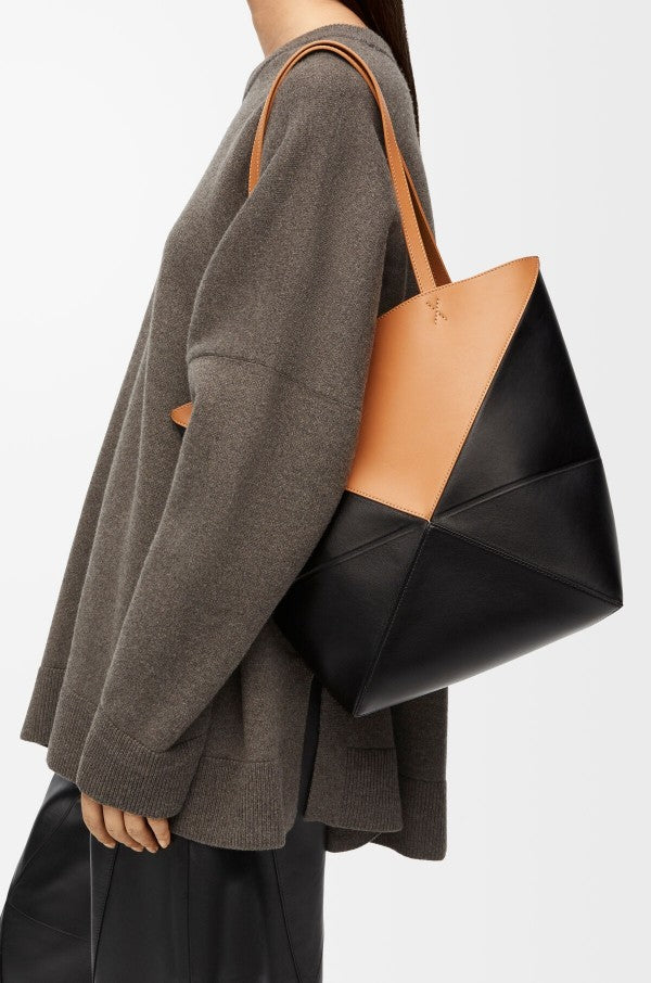 Limited Edition Puzzle Fold Tote Bag With OG Box & Dust Bag (Tan Black - 697)