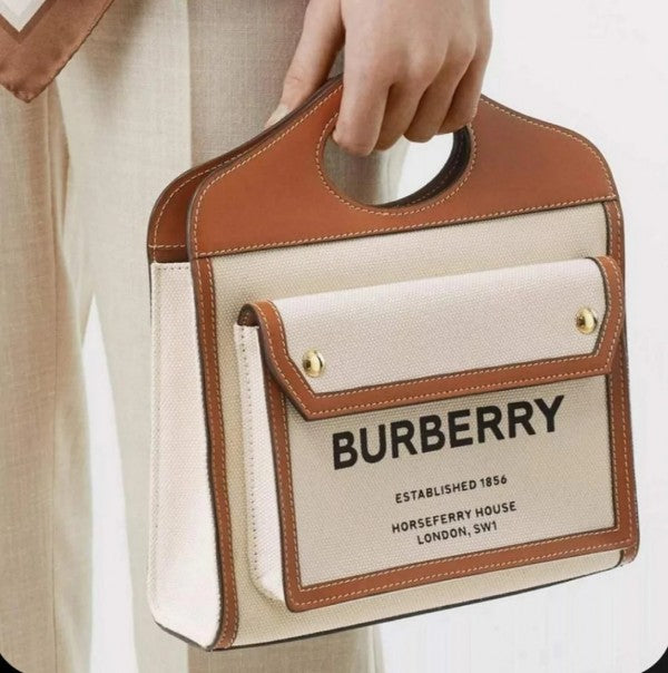 BB Two Tone Canvas and Leather Pocket Premium Quality Bag With OG Box & Dust Bag 228