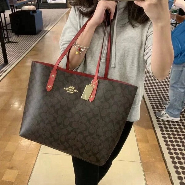 Signature City Tote Bag With OG Box & Dust Bag (Dark Brown - 829)