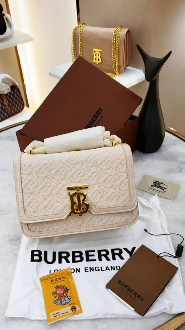TB Monogram Shoulder Bag With OG Box & Dust Bag (White - 347)