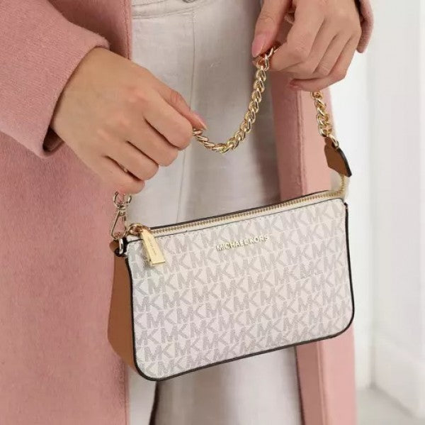 MD Chain Pouchette Bag With Dust Bag (White - 249)