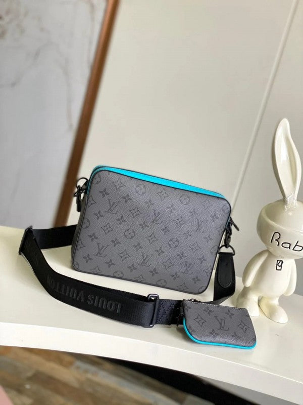 Virgil Abloh Trio Messenger Multi Crossbody Bag With OG Box & Dust Bag (Blue - 993)