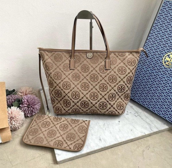 Monogram Tote With OG Box & Dust Bag & Extra Pouch (Brown - 634)