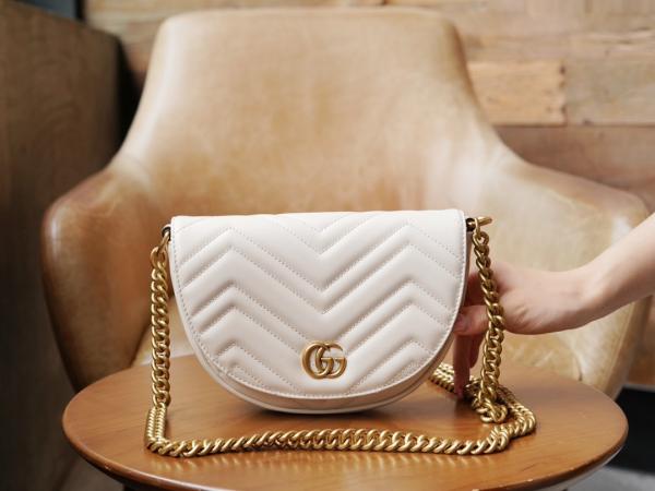 Marmont Moon Premium Shoulder Bag With OG Box & Premium Dust Bag & Carry Bag (White - 905)