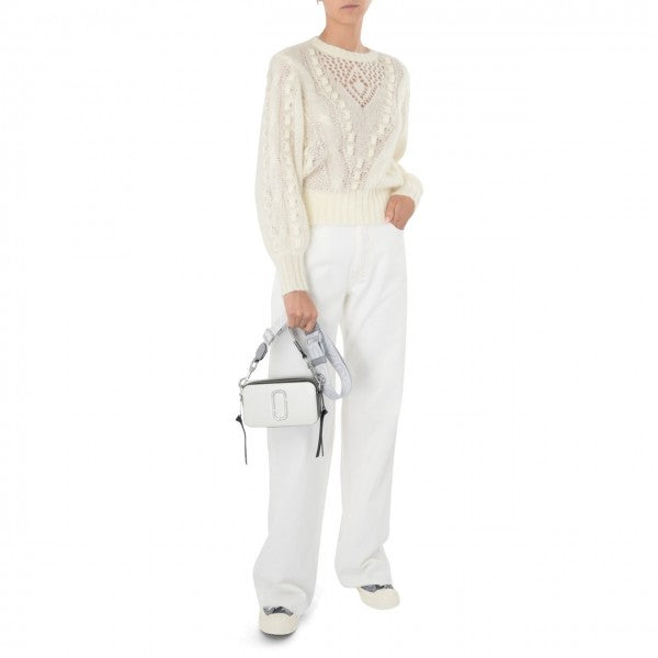 MJ Snapshot Crossbody Bag With 2 Belts OG Box & Dust Bag (White Black - 835)
