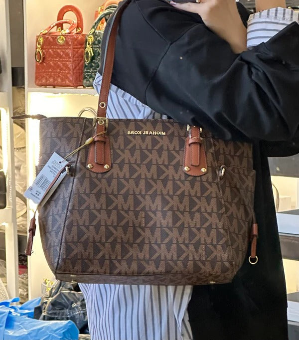 Voyager Tote Bag With Side Pocket & Dust Bag (Brown - 971)