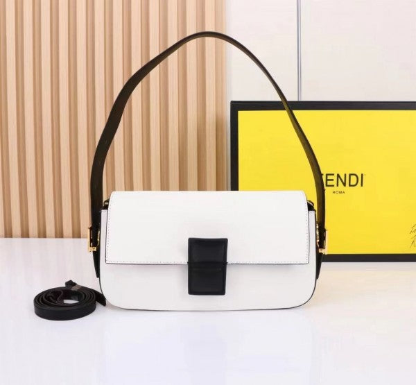 Baguette Twist Premium Shoulder Crossbody Bag With OG Box & Dust Bag & 2 Belts (White - 928)