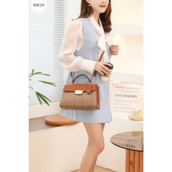 Eliza Top Handle Premium Crossbody Bag With OG Magnetic Gift Box & Dust Bag (Tan Brown - 912)