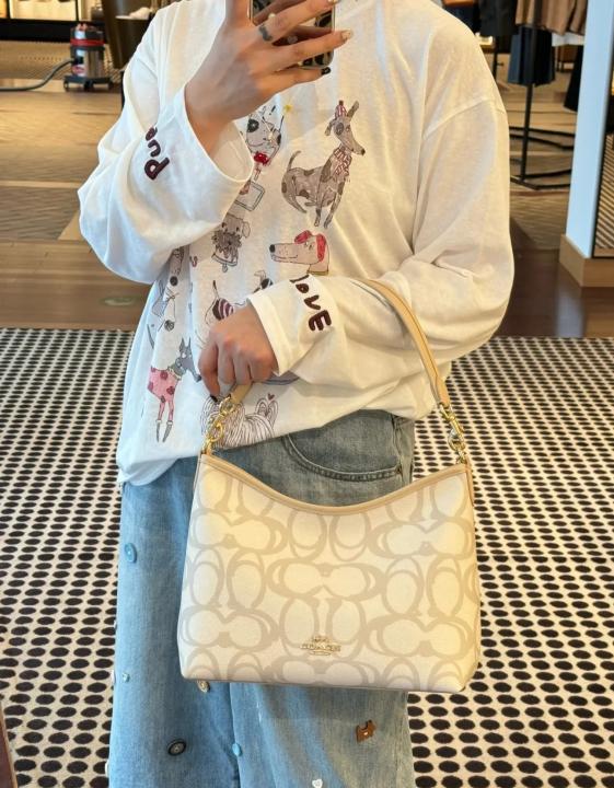 Laurel Premium Leather Shoulder Bag With OG Box & Dust Bag & Charm (Beige - 1206)