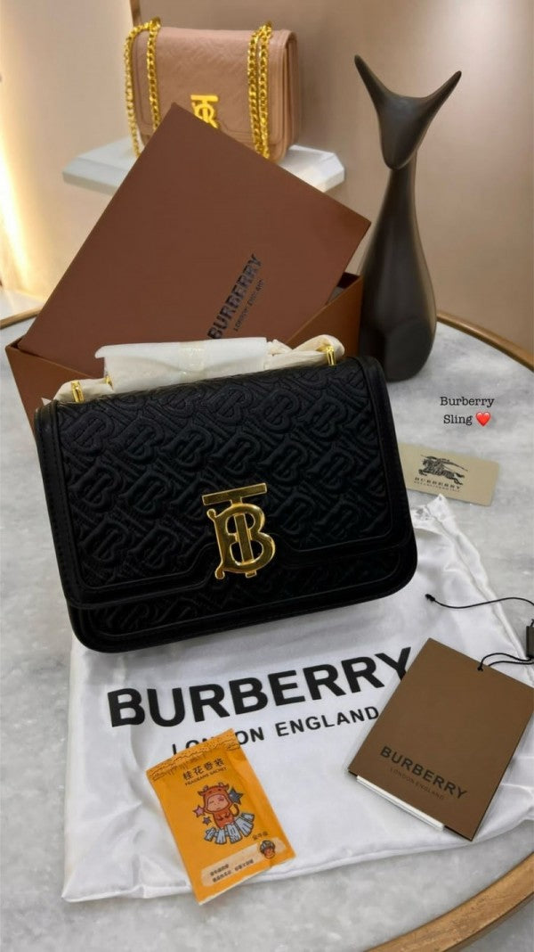 TB Monogram Shoulder Bag With OG Box & Dust Bag (Black - 346)
