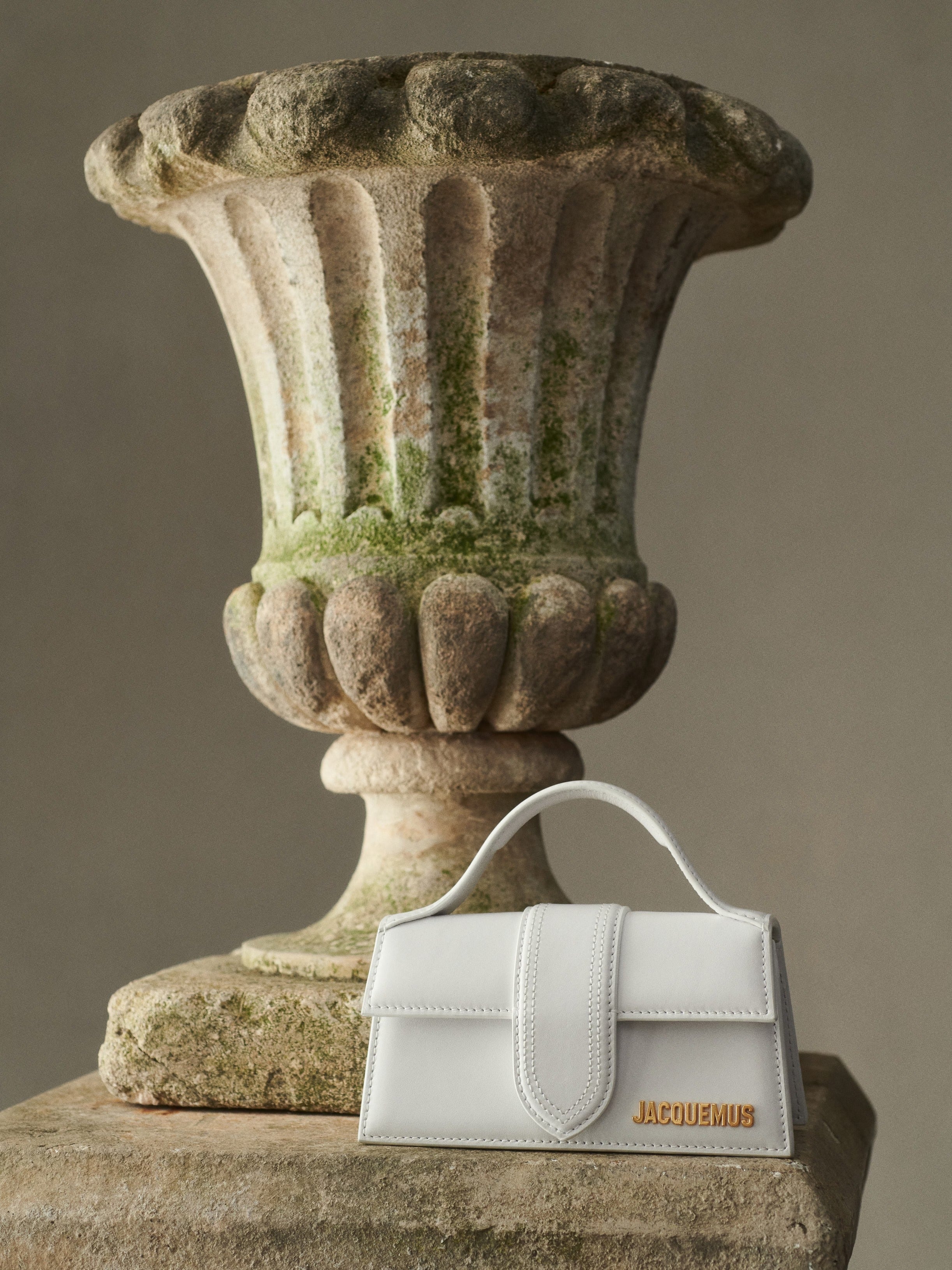 Le Bambino Long Flap Bag With OG Box Dust Bag & Sling Belt (White - 1171)