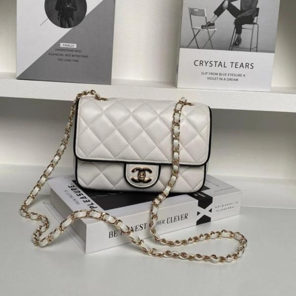 Pearl Classic Panda Flap Shoulder Bag With OG Box & Dust Bag (White - 1202)