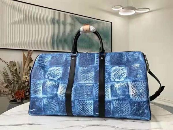 Keepall Bandoulire Limited Edition Premium Unisex Duffle Bag With Dust Bag & Accessories (Ocean Blue - 683)