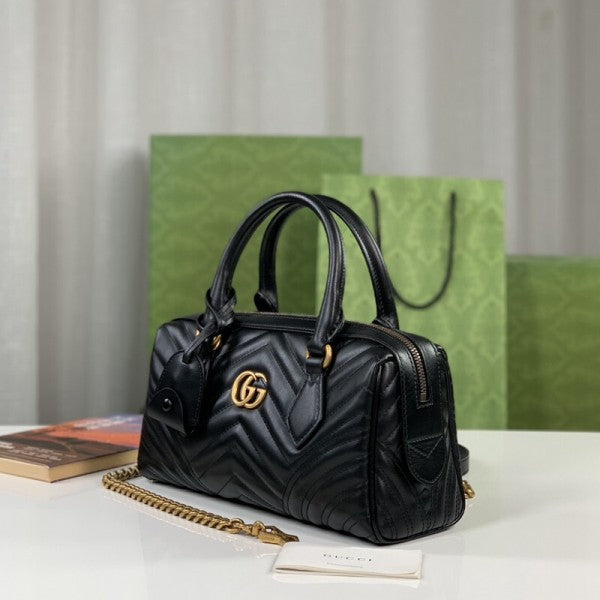 Marmont Top Handle Speedy Premium Bag With OG Box & Dust Bag & Carry Bag & Accessories (Black - 902)