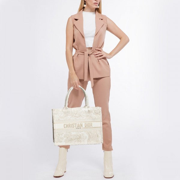 Book Tote Cream With OG Box & Dust Bag & Scarf (Cream Tiger - 842)