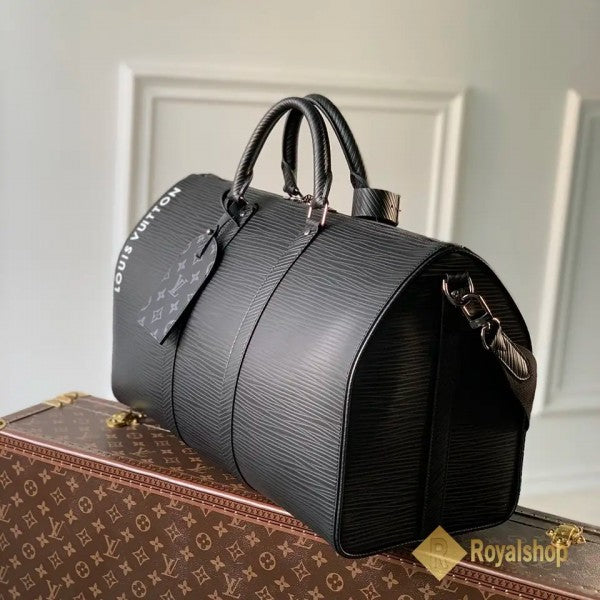 Keepall Bandoulire Premium Monogram Unisex Duffle Bag With Dust Bag & Accessories (Black - 680)