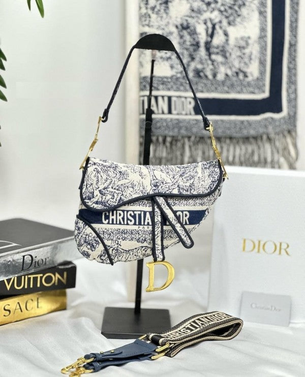 Saddle Blue Embroidery With OG Box & Dust Bag (Blue Tiger - 1035)