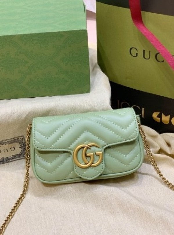 Marmont Mini Matelasse Shoulder Bag With OG Box & Dust Bag (Green - 909)