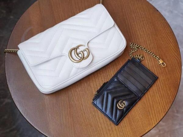 Marmont With Pouch Premium Shoulder Bag With OG Box & Premium Dust Bag & Carry Bag (White - 878)