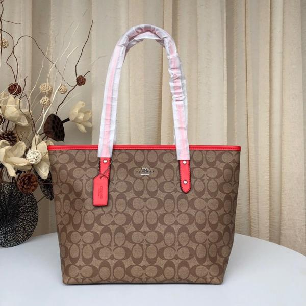 Signature City Tote Bag With OG Box & Dust Bag (Apricot Red - 810)