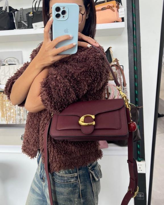 Tabby 26 Exclusive Quality Shoulder Bag With OG Box & Dust Bag & 2 Belts (Wine 1205)